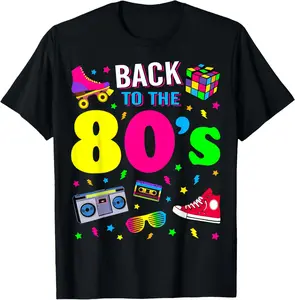 Back To 80's 1980s Vintage Retro Eighties Costume Party Gift Pure Cotton Men's and Women's T-Shirt Summer Gift Short Sleeve Adult Shirt Clothes Fabric actual  80s  clothing