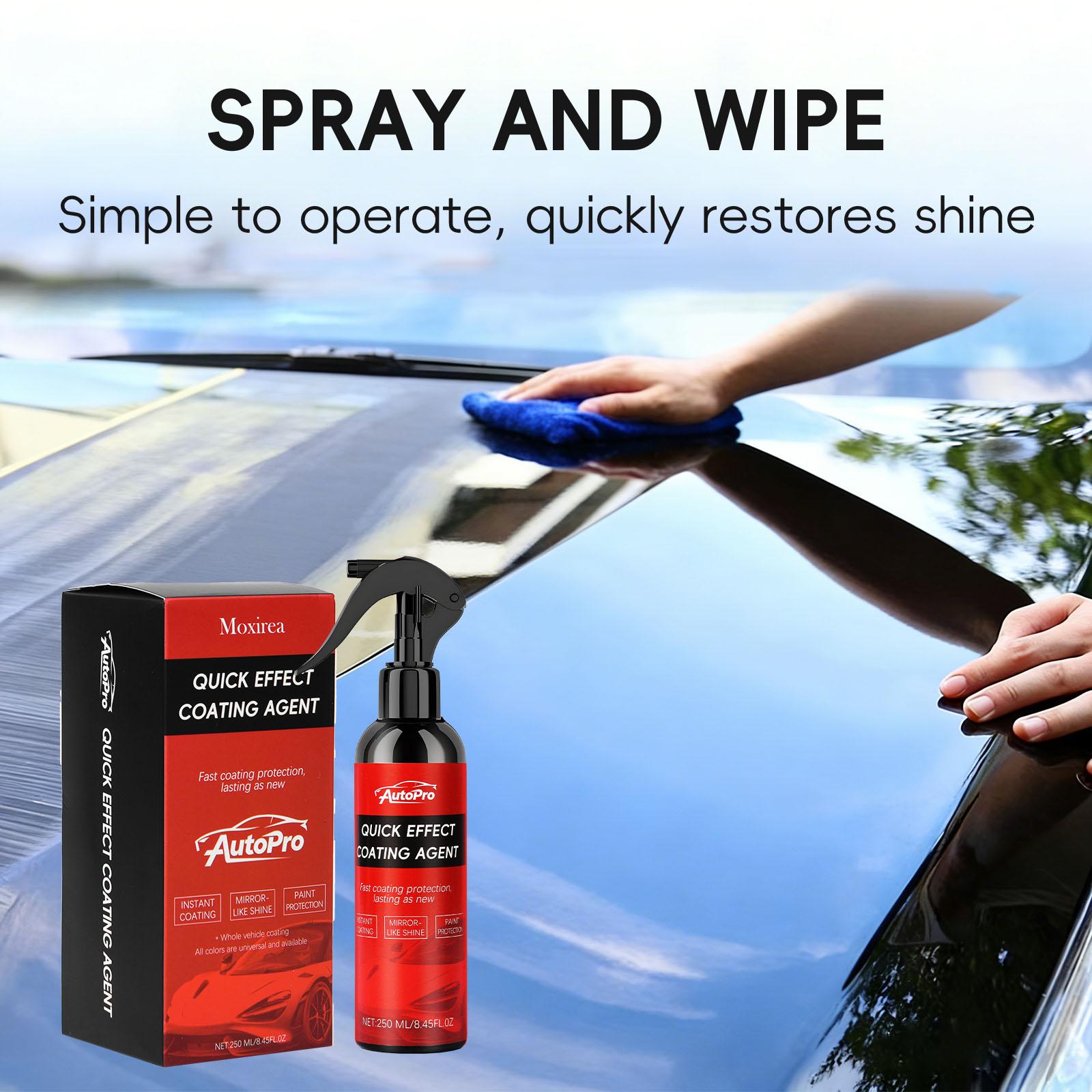 Vehicle coating spray, a dustproof and fast-acting polishing coating agent, provides dustproof and glossy effects