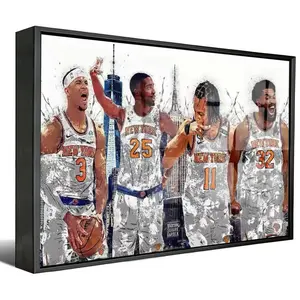 Viral Trending New York Basketball City Skyline Canvas Wall Art Urban Sports Stars Premium Waterproof No Fade HD Print Ready To Hang Poster Cool Man Cave Gym Decor Modern Aesthetic Gift For Fans Home Decoration For Living Room Game Room Office