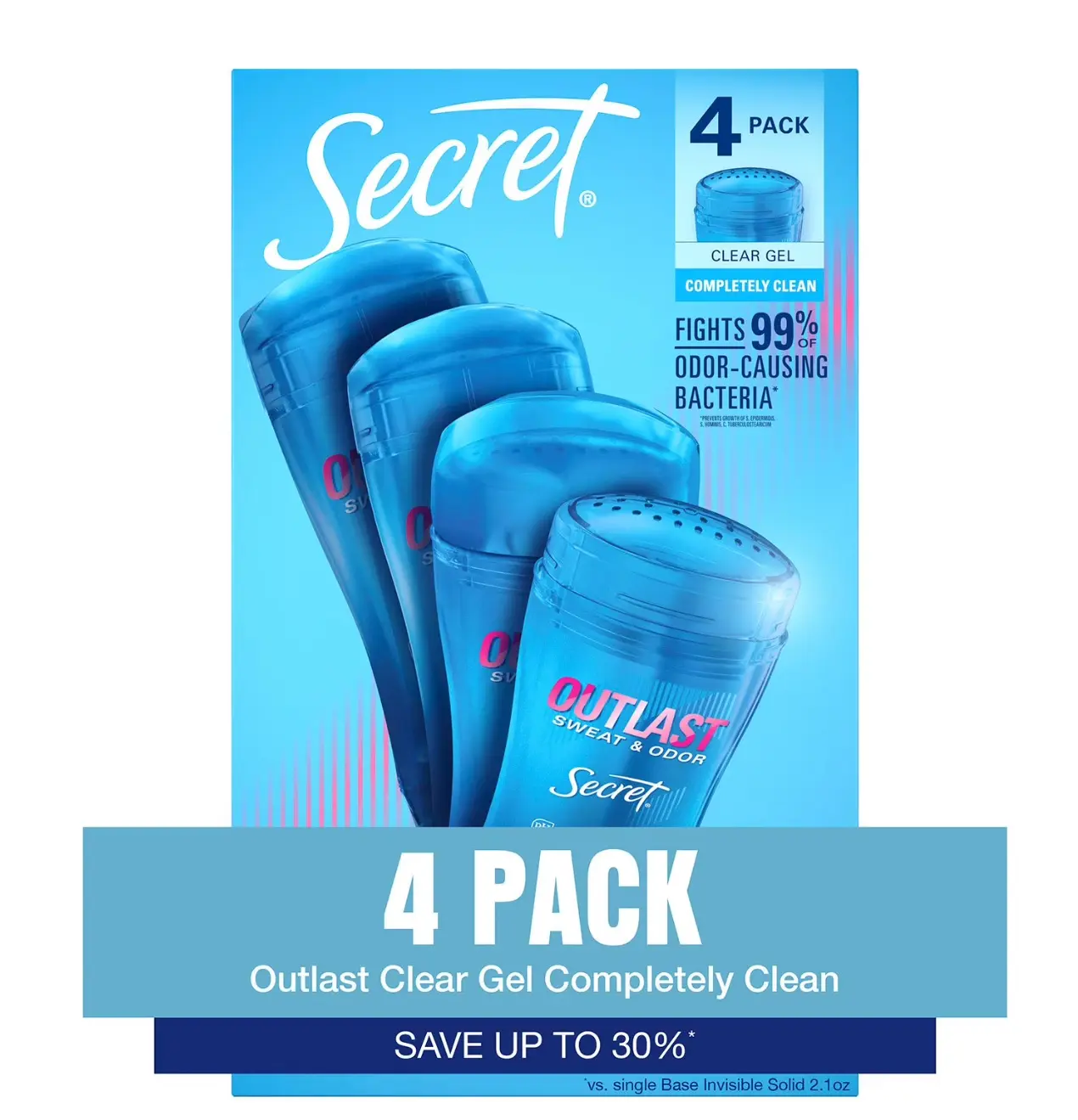 Secret Outlast Clear Gel Deodorant, Completely Clean 2.6oz 4 pk Secret Outlast Clear Gel Deodorant, Completely Clean 2.6oz 4 pk