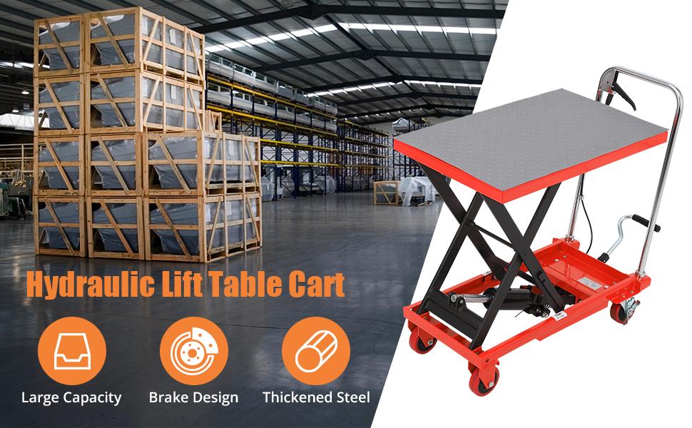 GARVEE Hydraulic Lift Table Cart 500lbs, Lift Table Capacity 28.5 Inch Lifting Height, Manual Single Scissor with 4 Wheels and Non-Slip Pad Thickness 3mm for Material Handling and Transportation GARVEE Hydraulic Lift Table Cart 500lbs, Lift Table Capacity 28.5 Inch Lifting Height, Manual Single Scissor with 4 Wheels and Non-Slip Pad Thickness 3mm for Material Handling and Transportation