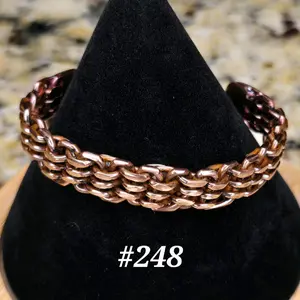#248 Pure Copper 4 3/4" x 3/8" Handmade Cuff Bracelet Unisex Artisan Jewelry Gift Ready Hand-Woven Unique Open Cuff Design
