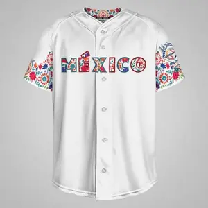 Jersey Serie del Caribe 2026 Blanco Flores Caballero – Unisex Baseball Jersey, Latin Heritage Fan Apparel for Game Day