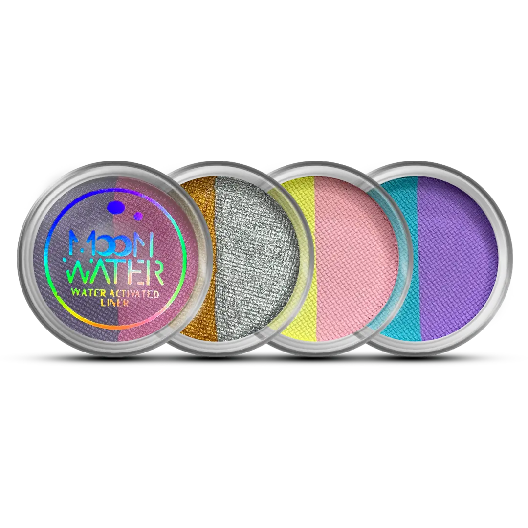 Split Color Moon Water Liner | Water Activated Eyeliner | High Pigment | Easy Water Removal | Rehydratable | Matte, Metallics, Duochromes, and UV Shades | Vegan, Cruelty-Free, Talc-Free | 90+ Shades | Indie Makeup