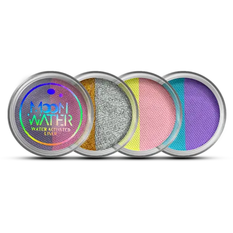 Split Color Moon Water Liner | Water Activated Eyeliner | High Pigment | Easy Water Removal | Rehydratable | Matte, Metallics, Duochromes, and UV Shades | Vegan, Cruelty-Free, Talc-Free | 90+ Shades | Indie Makeup