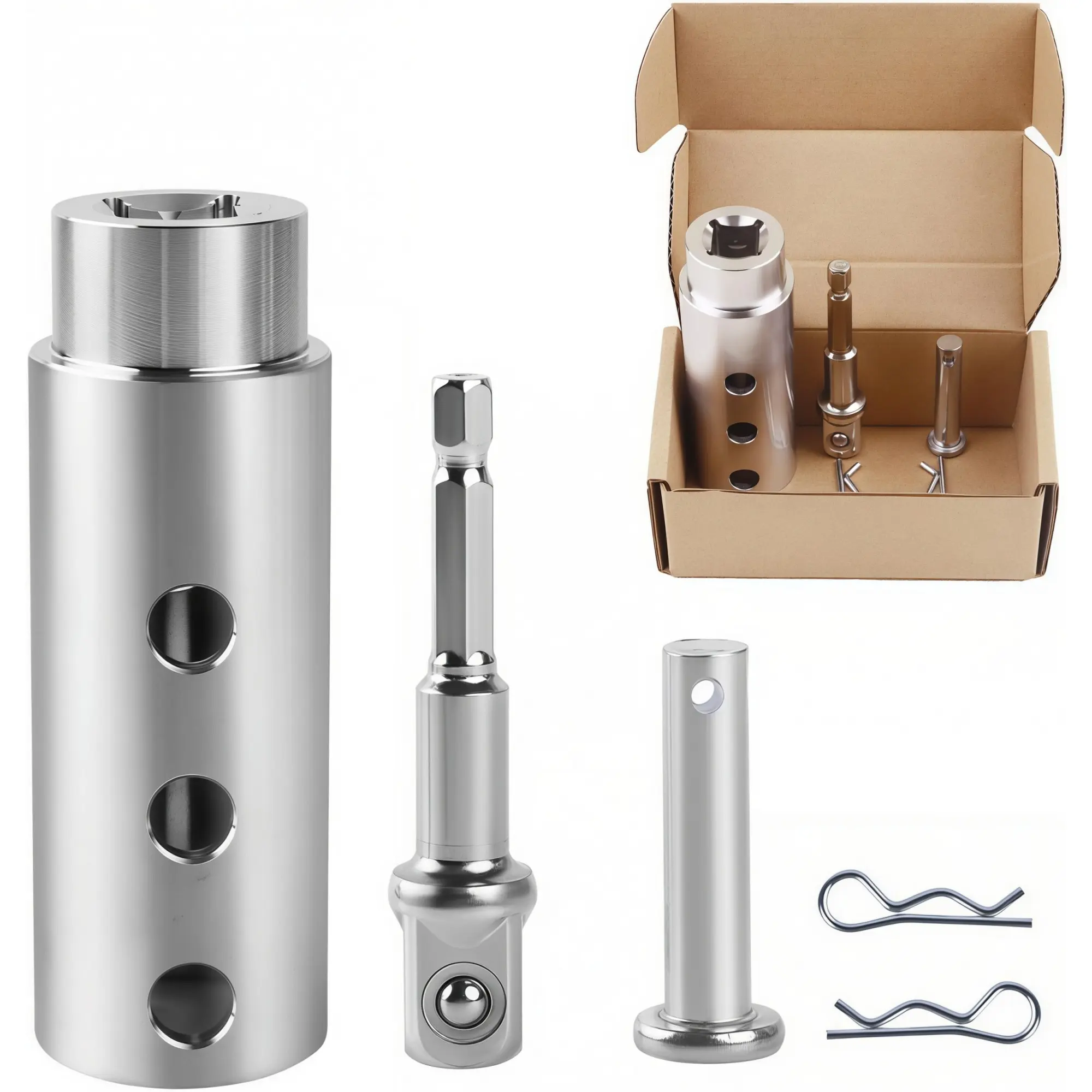 Trailer Jack Drill Bit Adapter, Compatible with 1 Inch Jack Drive Shaft, Stainless Steel Handle, Heavy Duty, Durable, Versatile, Cordless Drill Bit Adapter with Socket Attachment, High Quality Hardware