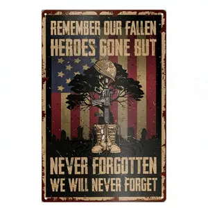 Vintage Rustic Metal Wall Art 12x8inch Retro Distressed Tin Sign for Bar Cafe Home Decor Celebrating Independence Day in the USA