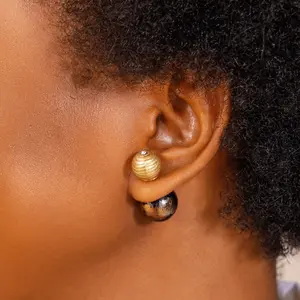 Caliope Double Studs - Golden Onyx