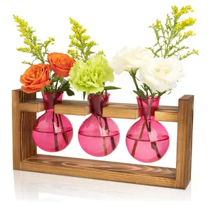 XXXFLOWER Colored Glass Plant Propagation Station 3 Bulb Desktop Flower Vase Stand Gift for Women Elegant Glass Material for Plant Lovers