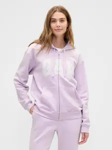 Women Relaxed Gap Logo Zip Hoodie - Pale Lilac Purple