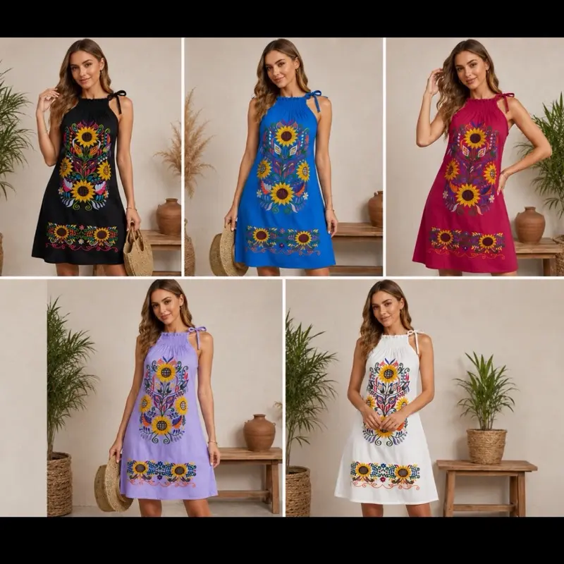 Vestido tirante girasol en manta