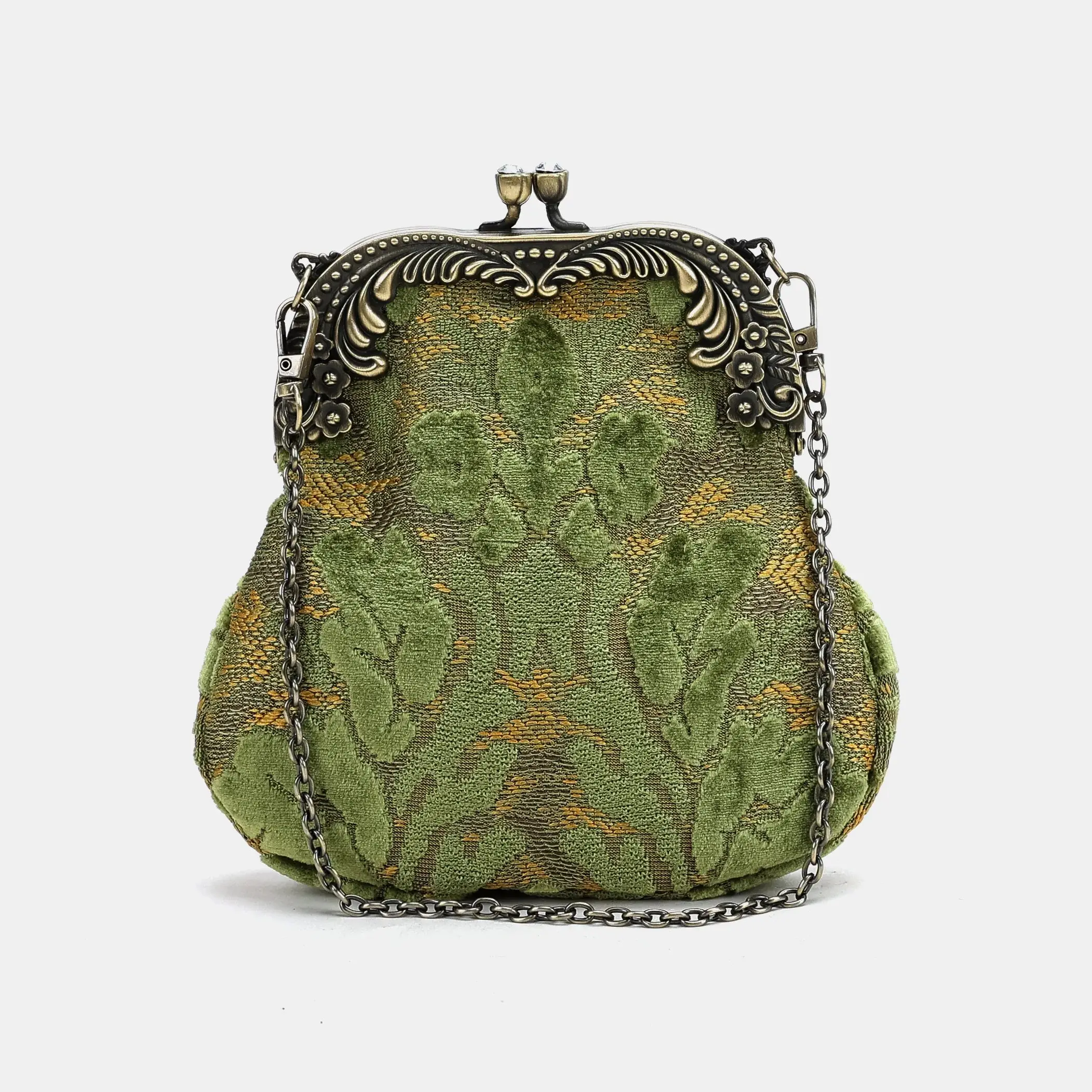 Burnout Velvet Fern Green Chatelaine Purse Medium