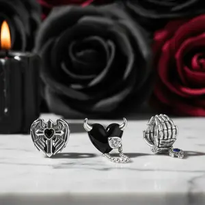 Black Heart Little Devil Punk Diamond Option Charm Pendant