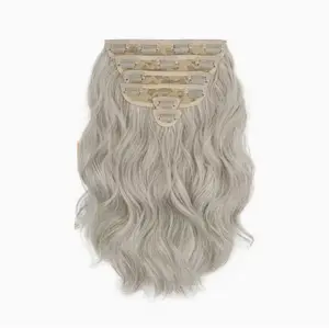 6pcs Silver Gray Wavy Clip-In Hair Extensions for Women,10 Inch Short Synthetic Hairpieces,Full Head Thick Hair Extension Set, Soft Natural Looking Wavy Clip Ins with Comb & Satin Hair Ribbon,Suitable for Festivals,Parties,Cosplay,Concerts & Daily Wear