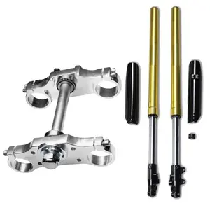 45/48mm Dirt Bike Front Fork Shock Absorber Suspension 735mm 29 inch with Triple Tree Mount Clamp Handlebar Riser Kit for Pit Mini Bike Motorcycle SSR CRF70 Apollo 110cc 125cc 140cc 150cc
