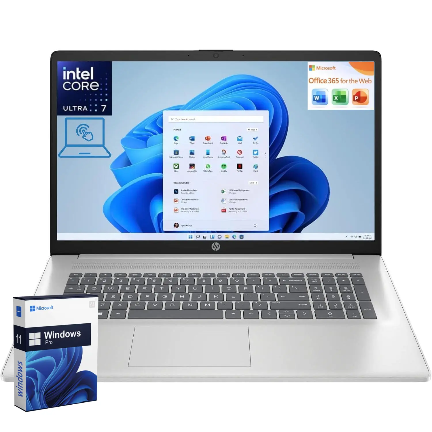 HP 2025 Laptop | 17-CN500 | 17.3" 1920 x 1080 IPS | Intel-12 Core Ultra 7 255U | Up to 32GB DDR5 | Up to 2TB SSD | Windows 11 Pro| Wi-Fi 6 - Bluetooth 5.3 - Backlit Keyboard - 720p HD Camera - Natural Silver
