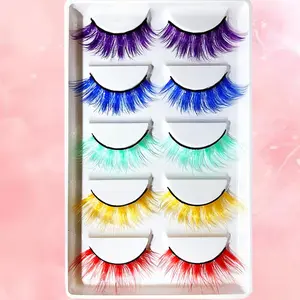 Colorful D Curl False Eyelashes, Mixed Color Natural Look Eyelash Extensions, Self Grafting Curl Eyelashes, Eye Makeup Enhancement False Eyelashes, Cosmetic