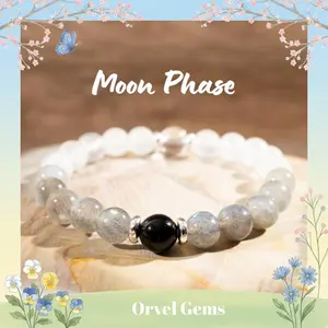 Moon Phase Protection Crystal Bracelet – Moonstone, Labradorite, Quartz & Black Tourmaline | Celestial Beaded Healing Jewelry with 8mm Beads | Unisex Spiritual Gift for Women, Men, Couples & Friends | Natural Gemstone Bracelet