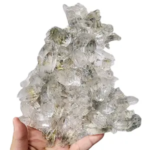 Clear Quartz Cluster Plate with Lodolite Inclustion - High Quality Crystal - Collection Piece - Centerpiece
