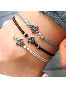 New vintage turtle-shaped bracelet made of wax rope, hand-woven turtle beach bracelet