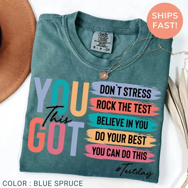 Comfort Colors Test Day Teacher T-Shirt, State Testing TShirt, Test Coordinator Final Exam Week Teacher Team Shirt, Motivational Inspiration Tee