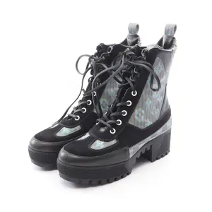 Pre-owned Louis Vuitton Canvas Small Leather Goods Laureate Monogram Short Boots