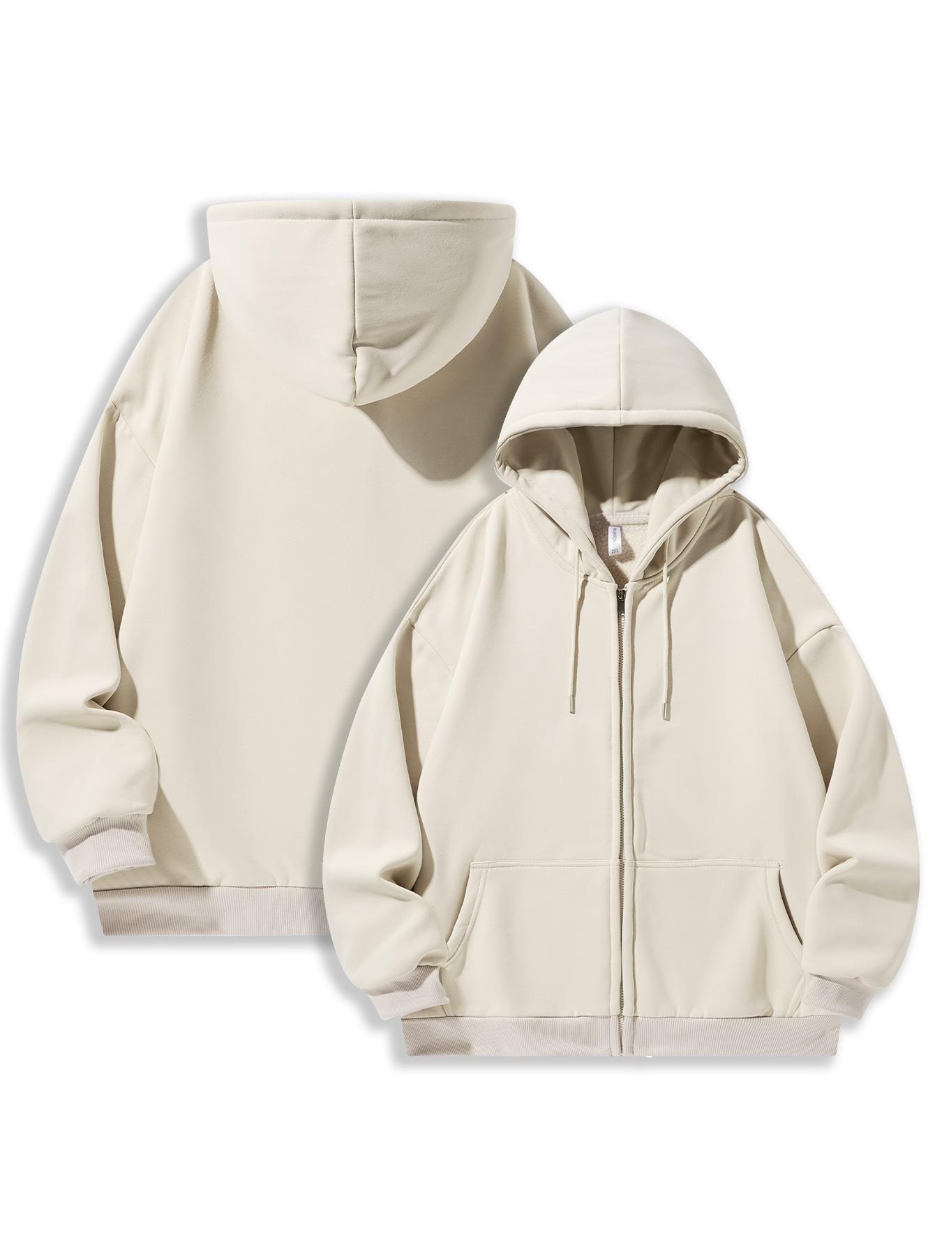 CCCMAI Men's Solid Zip-Up Hoodie Casual Loose Fit Long-Sleeve Hooded Sweatshirt for Everyday Wear All-Season Menswear Aesthetic Street Style