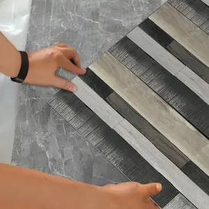 5/10/20 Pcs Imitation Wood Grain Floor Sticker, Thickened Frosted Vinyl Waterproof and Anti Slip, Simple Style Home Decoration, 15 * 40cm Wall Sticker, Self Adhesive Tile