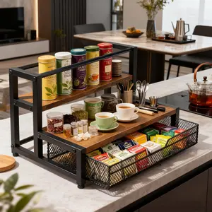 Multifunctional Metal Kitchen Storage Rack, Space-Saving kitchen Organization, Chopsticks, Knives, Spoons rack, Kitchen Spice, Soy Sauce, Salt And Seasoning Jar Rack, Kitchen Storage Basket, Household items, Christmas Ggift coffee enthusiast  stand