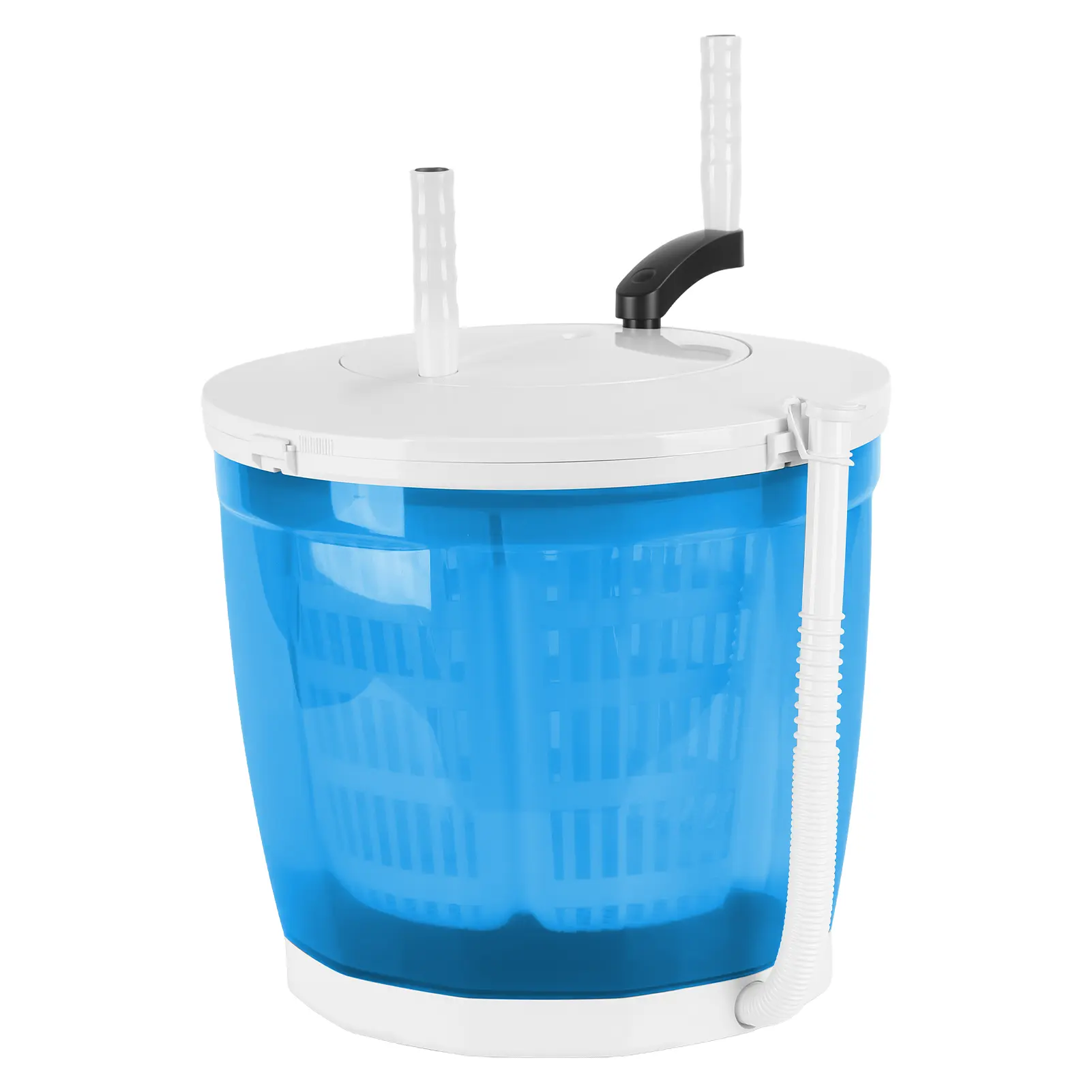 2-in-1 Manual Laundry Basket Wash Tub - Hand-Crank Portable Washer & Spin Dryer, 2kg Capacity, Suction Cup Base, No Electricity Needed, for Camping, Dorm