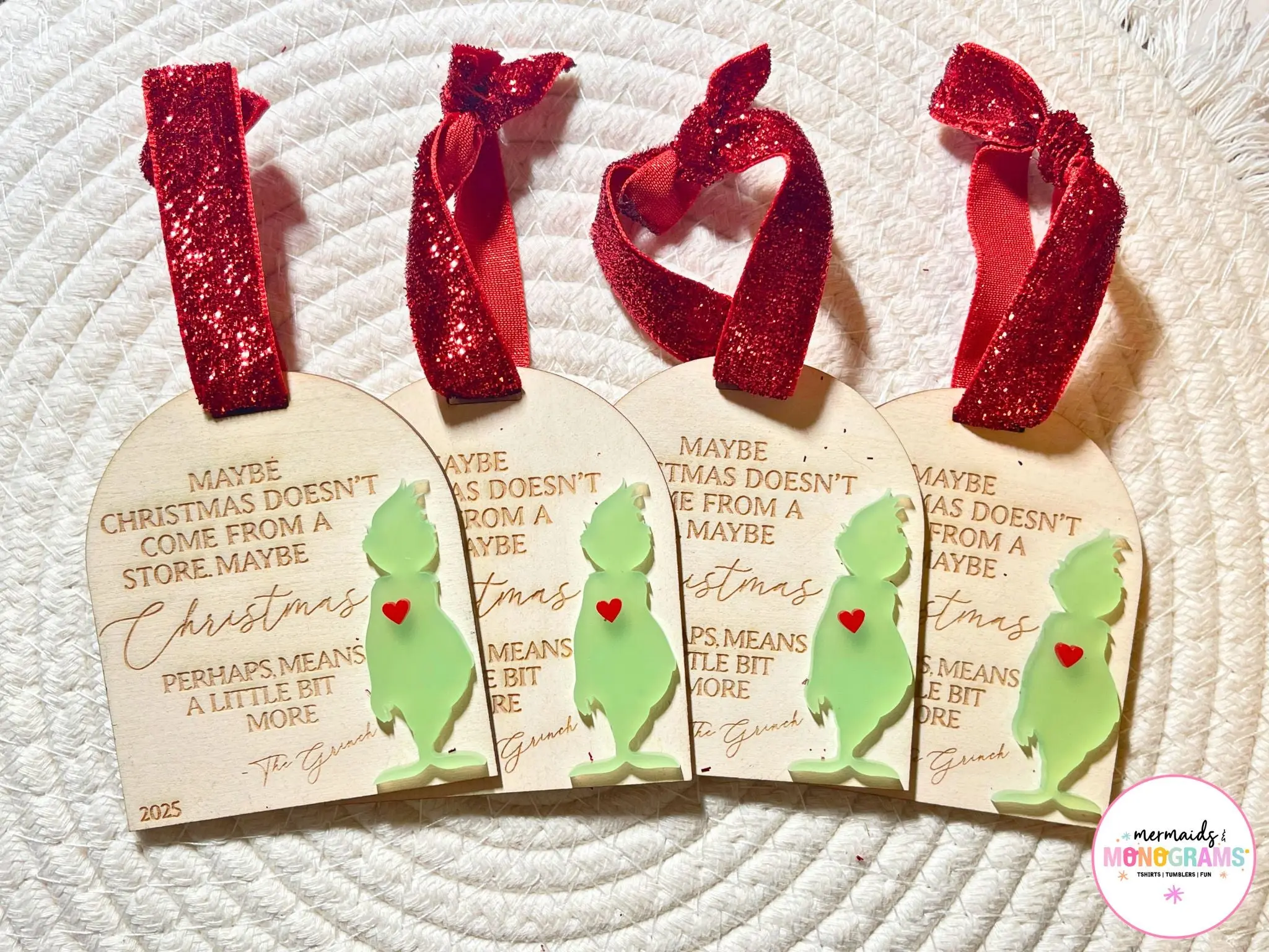 Grinch Christmas Ornament • “Maybe Christmas Means a Little Bit More” Wood Holiday Ornament • Grinch Heart Ornament • Whoville Christmas Dec
