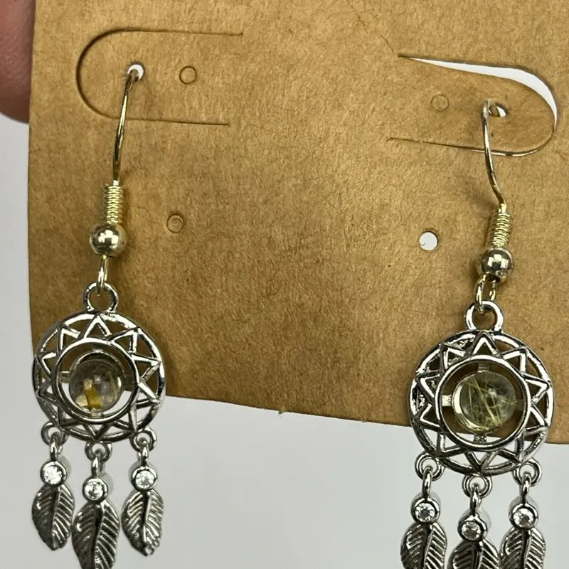 Citrine drop earrings carved as a heart set in S925 sterling silver