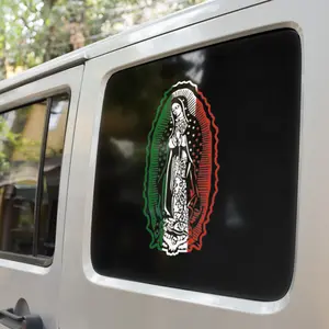 Virgen De Guadalupe Sticker Vinyl Bandera Tricolor for Glass, Wood, Ceramic, Plastic, Metal and Paper - Decor