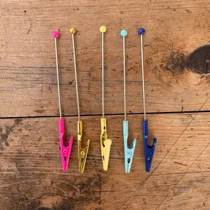 (AC16) 5pk - Beadable Clip, mixed colors, DIY photo holder