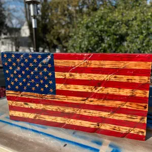 Wooden hand crafted American flag Decor Hangable Decoration Hangingqwp