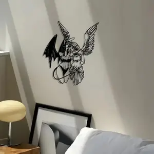 Angel & Devil Pattern Wall Decal, Reusable Metal Wall Art, Wall Decor for Home, Office, Cafe, Bar, Room Decor, Stickers, Decoration Items