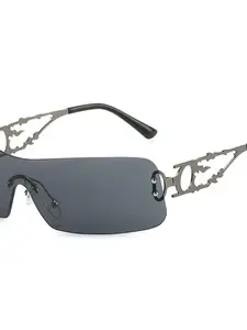 Unisex Hollow Out Sunglasses, Punk Style Stainless Steel Frame, All-Seasons Fashion Accessory, Perfect for Street Photography