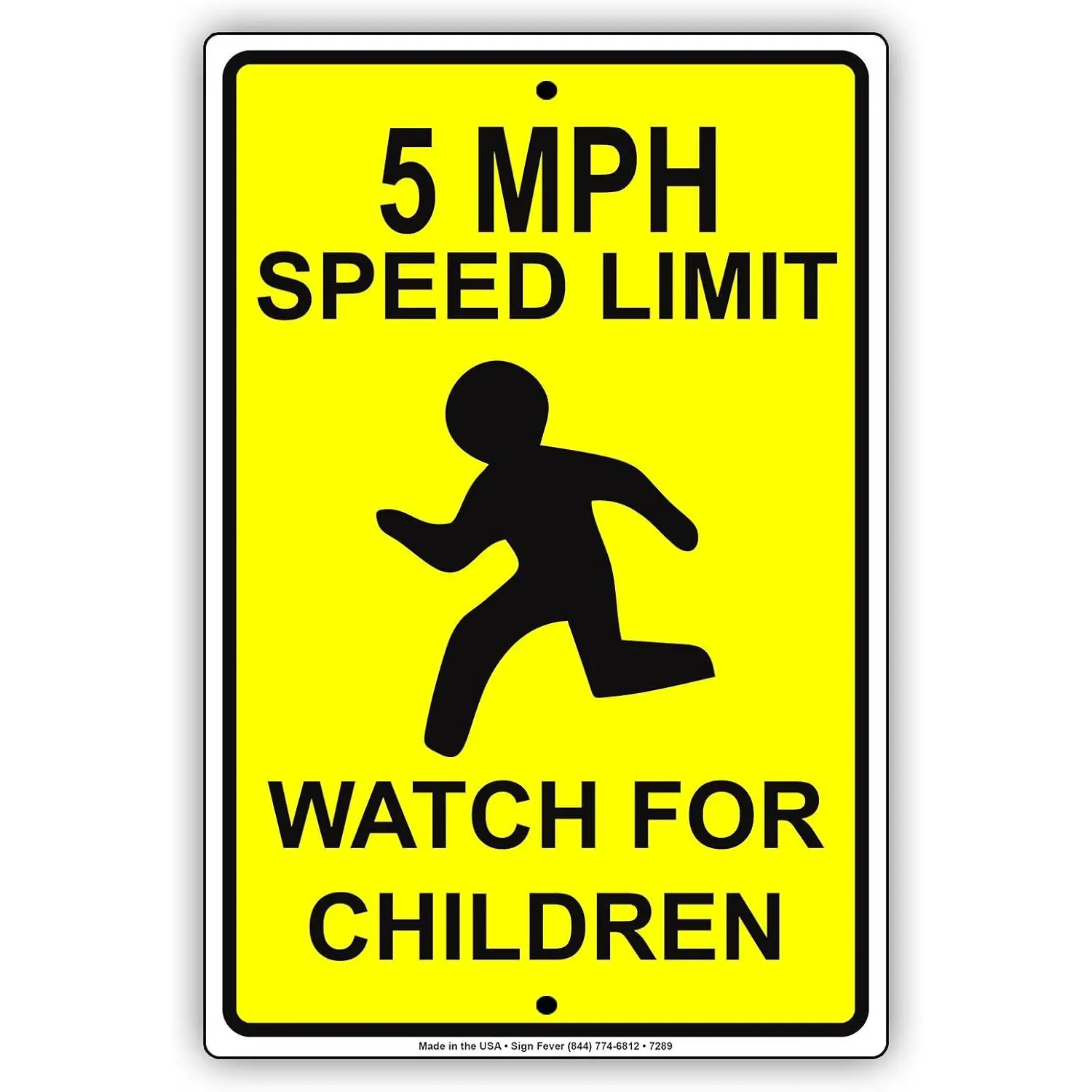 8"x12" Aluminium Metal 5 MPH Speed Limit Signage, Caution Warning Notice Plate for Children, Room Decor