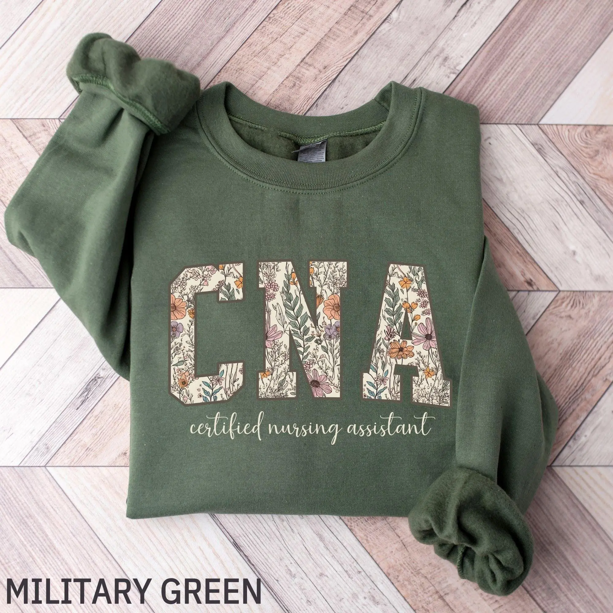 CNA Women's Sweatshirt, Boho Floral Certified Nursing Assistant Shirt, CNA Graduation