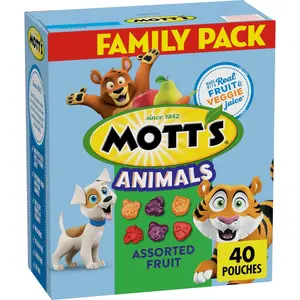 Mott's Gluten Free Animal Assorted Fruit Flavored Snacks (40 Pouches) Candy Bonbon Sweet