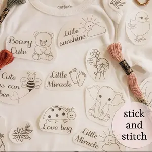baby stick and stitch embroidery patterns elephant, bear, bee, flower embroidery
