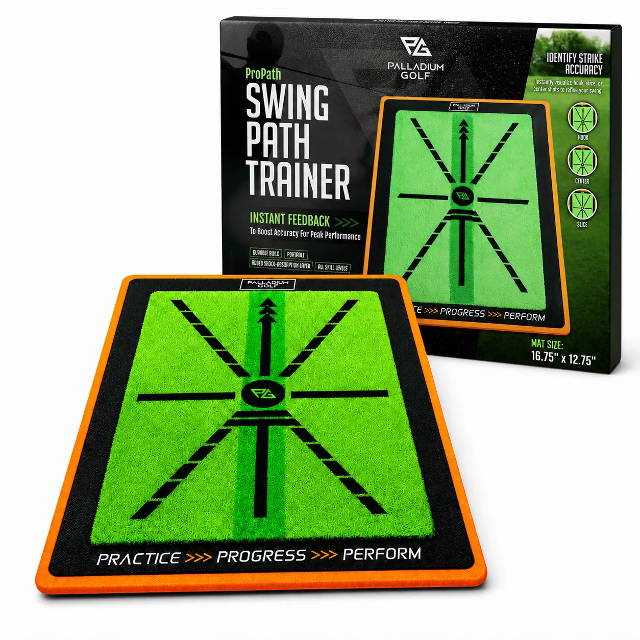 Palladium Golf Hitting Mat - Training Golf Practice Mat with Swing Path Feedback - for Indoor and Outdoor Use