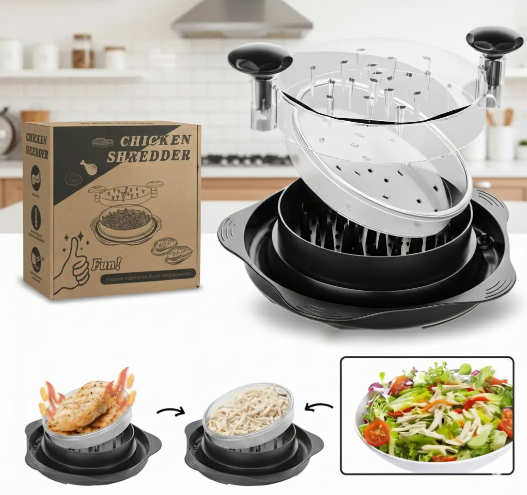 TikTok Viral 10-Second Chicken Shredder with Handles | Fast-Action Meat Twister for Beef, Chicken, Salad, Boiled Eggs & Pulled Pork | Professional Non-Skid Kitchen Tool | 100% BPA-Free & Easy Dishwasher Clean | Non-Slip Base and Heat Resistance