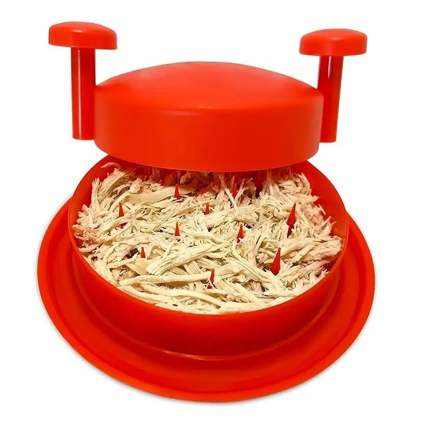 Chicken Shredder Machine, Shredding Tool, Meat Shredder with Handles Non-skid Base Mat, Pulled Pork Beef 8inch Red Kitchen Utensils, Plastic Bbq Claw