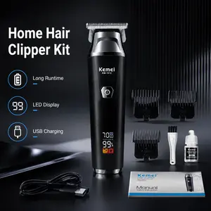 Km-1512 Liquid Crystal Digital Display Fast Charging Oil Head Carving Hair Cutter Trimmer Clipper Adjustable Clipper with Trimmer Handle Grip for Home Grooming