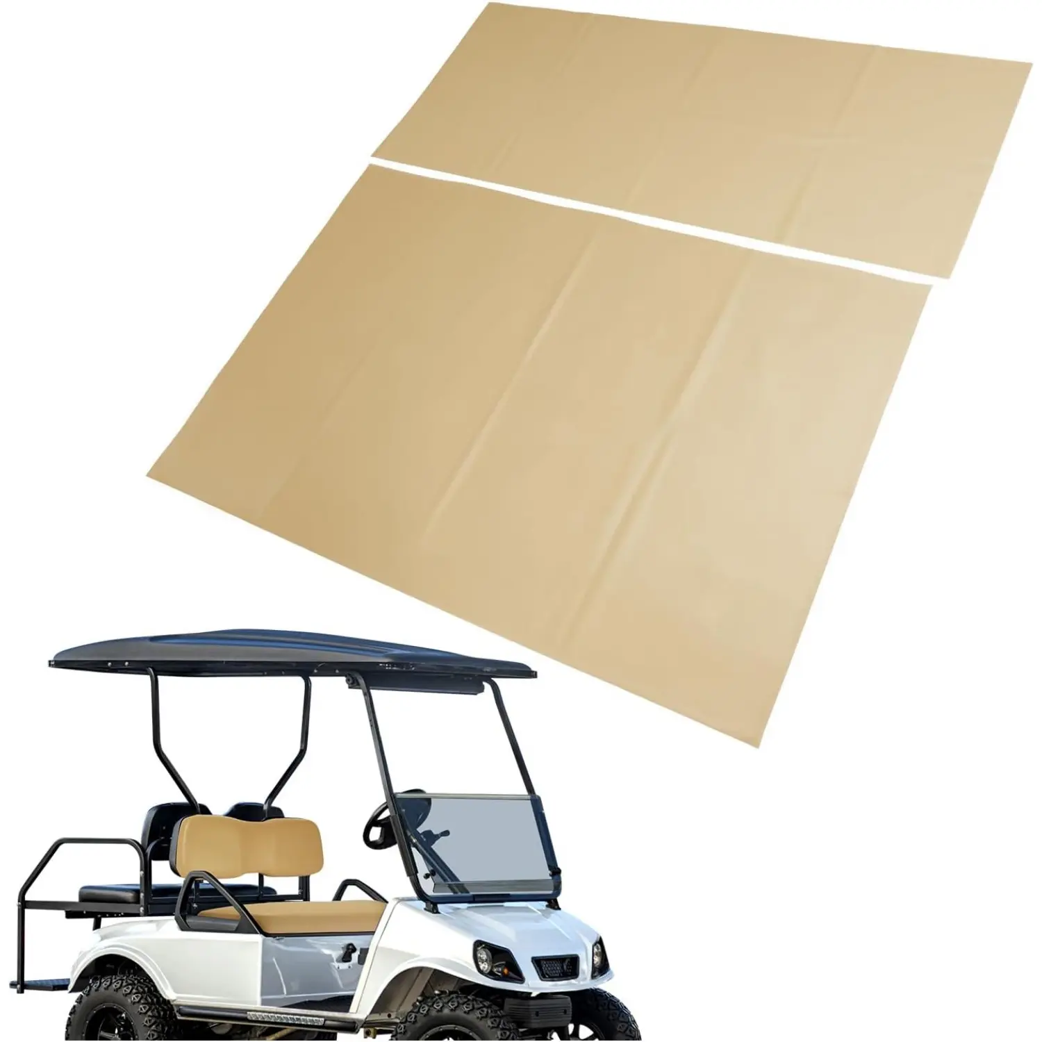 Seat Bottom Cover & Seat Backrest Cover Compatible with 2001-2012 Club Car DS Golf Cart Seat Cushion Cover and Seat Back Cover Plastic