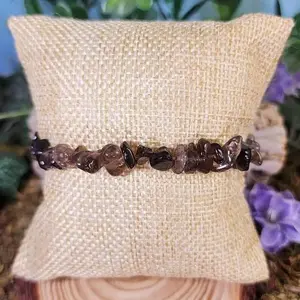 Smoky Quartz Crystal Chip Bracelet - Grounding and Protective Stone - Fits All Sizes - Sage Cleansed and Moonlight Charged - Natural Crystal jewelry hippiejewelry earthy jewelry