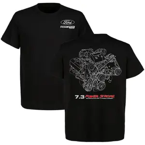 7.3L Ford Powerstroke Turbo Dsel 2 Sides T-shirt, Car Parts Enthusiast Shirt, Perfect For Truck & Car Lovers, Full Size, Full Color