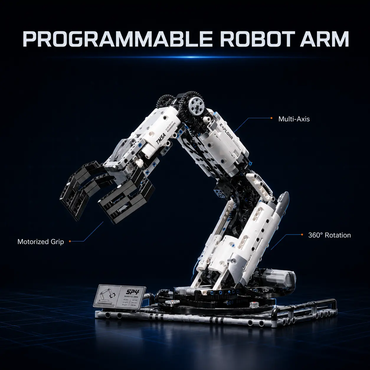 8‑Channel Remote‑Controlled Robotic Arm Building Block Kit, 1029 Pcs Technic RC Mechanical Robot Construction Set, STEM Educational Science DIY Toy, Suitable For Kids Aged 8‑14