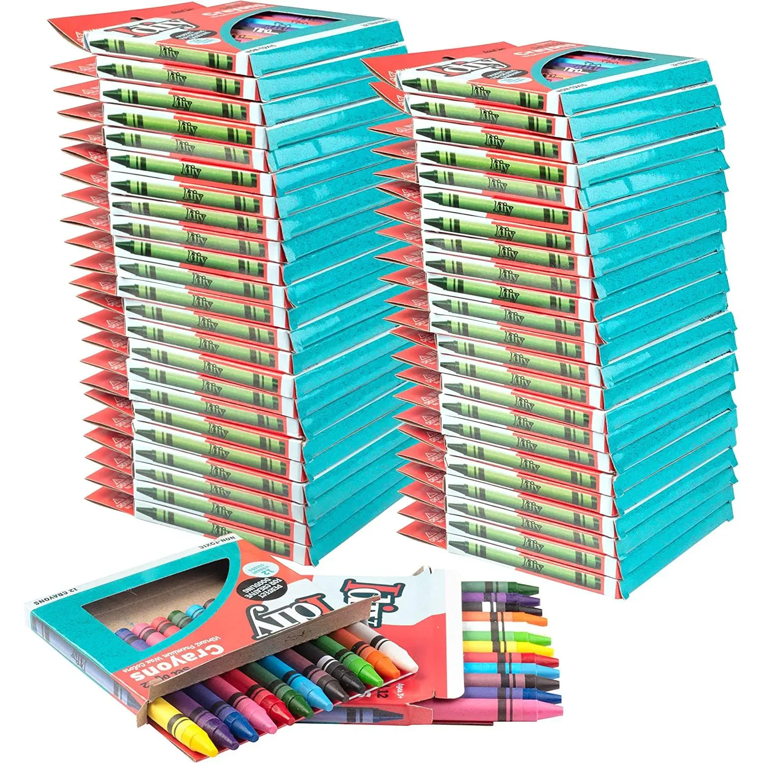 IDIY Individually Packaged Wrapped Boxes Wax Crayons (48 Packs, 12 different colors, 576 pc)-ASTM Safety Tested, For Kids, Teachers, Art Classrooms